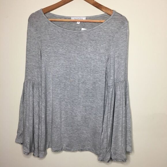 The Vanity Room Sz S Angel Sleeve Heather Grey Tee - Picture 3 of 7